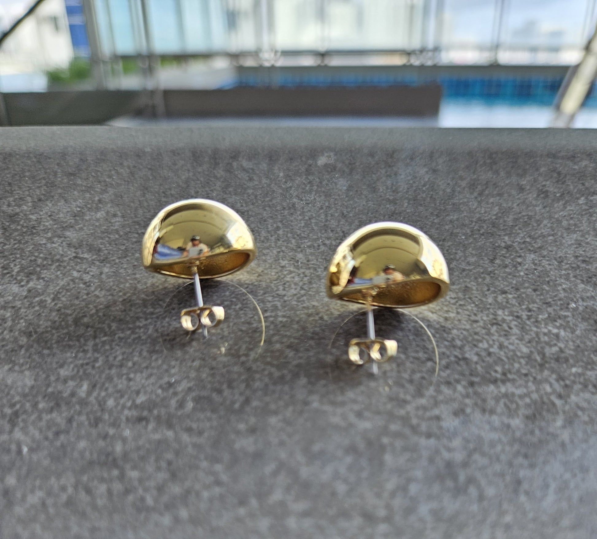Geometric grace. These 18K gold-filled earrings are a modern interpretation of a classic shape.