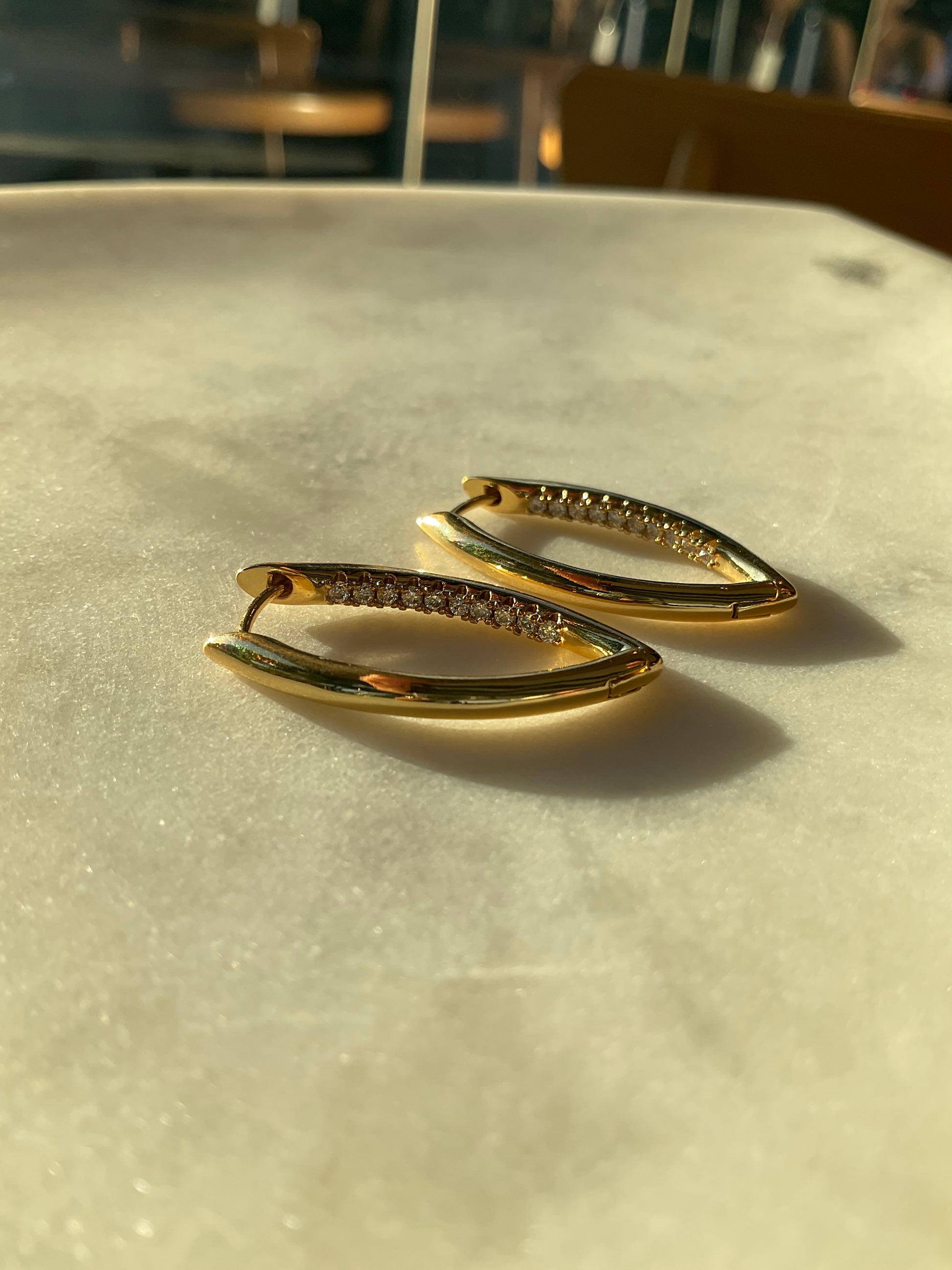 elegant uncommon edgy gold filled pointy hoops earrings