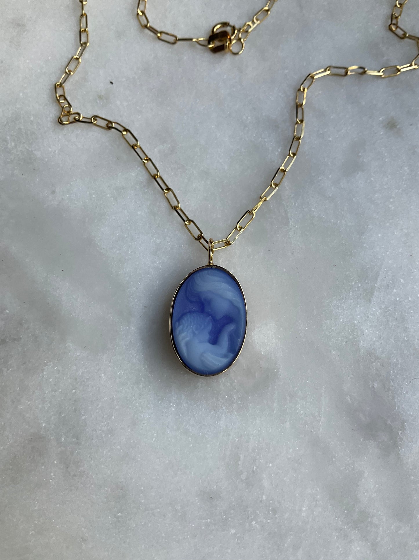 Mother and Child Cameo Pendant Necklace