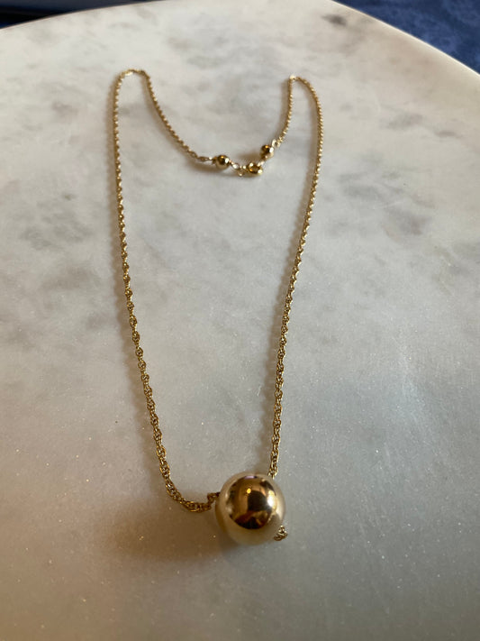 gold filled necklace with gold ball pendant