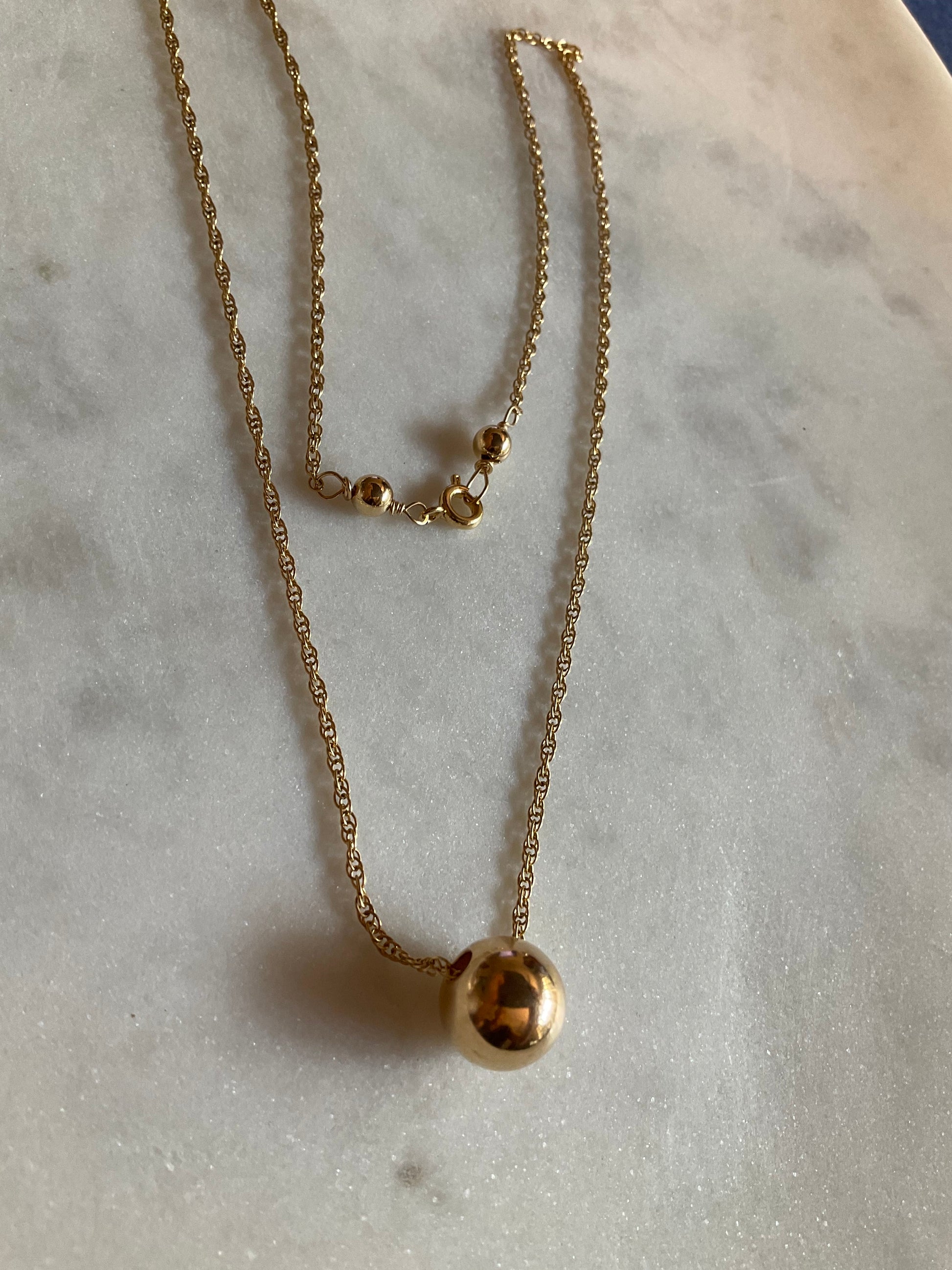 gold filled necklace with gold ball pendant